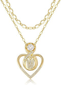 Heart Letter Necklaces for Women 14K Gold Plated Cubic Zirconia Heart Initial Layered Necklace Infinity Pendant Necklace Letter Initial Jewelry for Women