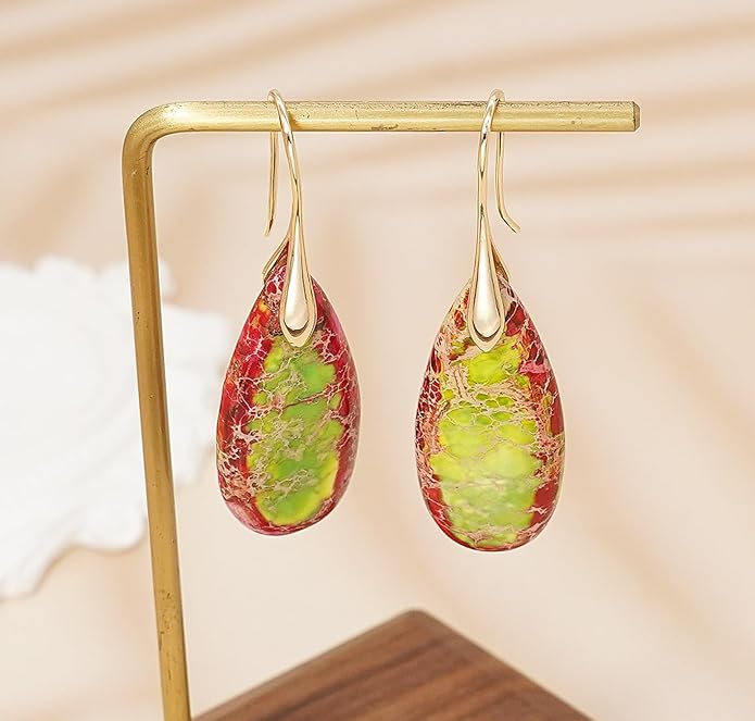 Natural Stone Earrings Waterdrop Stone Dangle Earrings for Women