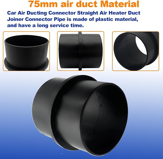 Car Air Ducting Connector Straight Air Heater Duct Joiner Connector Pipe 3'' - Image 3