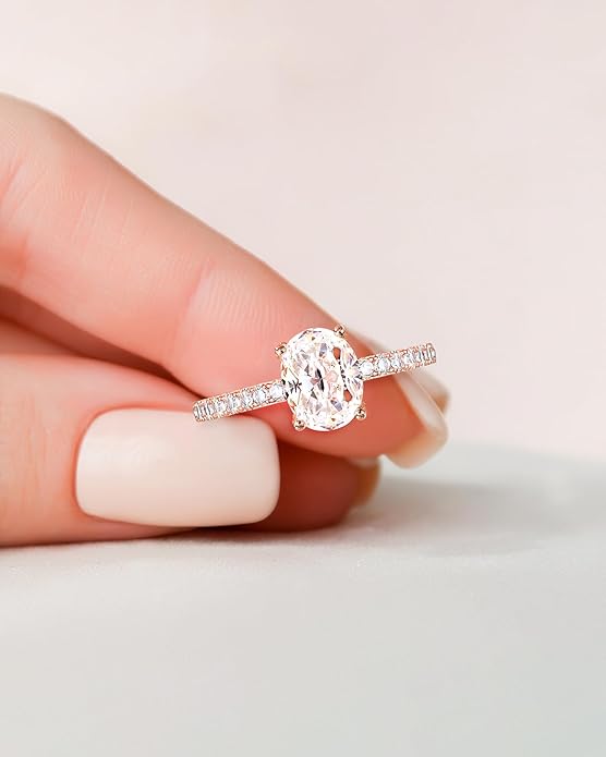 TIGRADE 1.5CT Bridal Ring Sets Oval Cut Cubic Zirconia Wedding Band Curved CZ Engagement Stackable Rings for Women Size 3-12