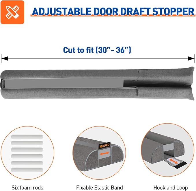 MAGZO Under Door Draft Stopper, 36 Inch Adjustable Door Gap Filler, Dust & - Image 5