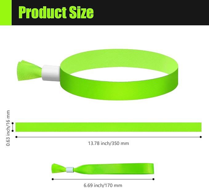 Green-Power America 100 Pcs Cloth Event Wristbands, Event Wristbands, Colored Wrist Bands for Events, for Lightweight Concert Wrist Strap for Activities, Party Bracelets for Events (Color : Green2)
