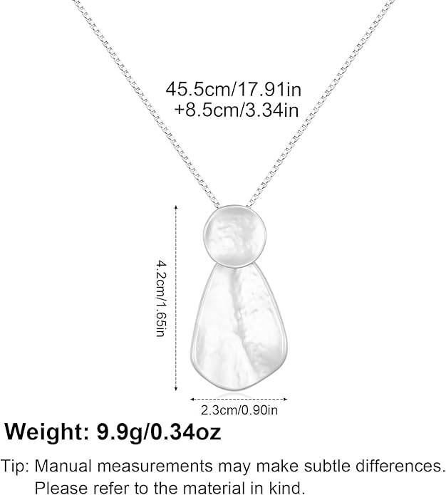 YUJIE Hammered Geometric Necklace Gold Plated Round & Teardrop Pendant Adjustable Chain Chic Elegant Jewelry
