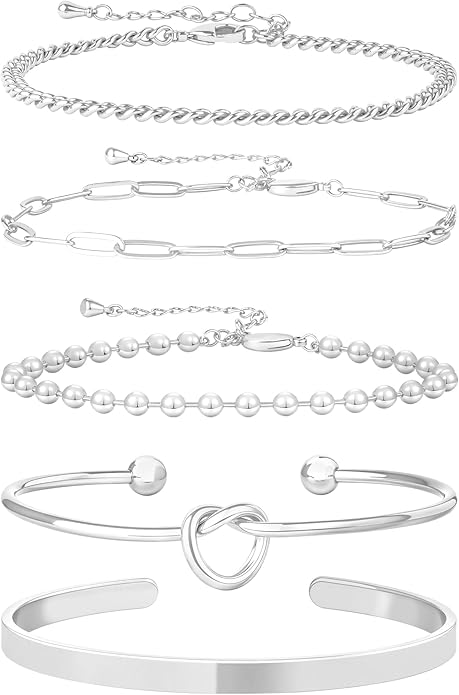 Gold Bracelets for Women, 14K Gold Plated Chain Bracelets Set for Women, Elegant Adjustable Bracelet Stack Jewelry Gifts for Womens