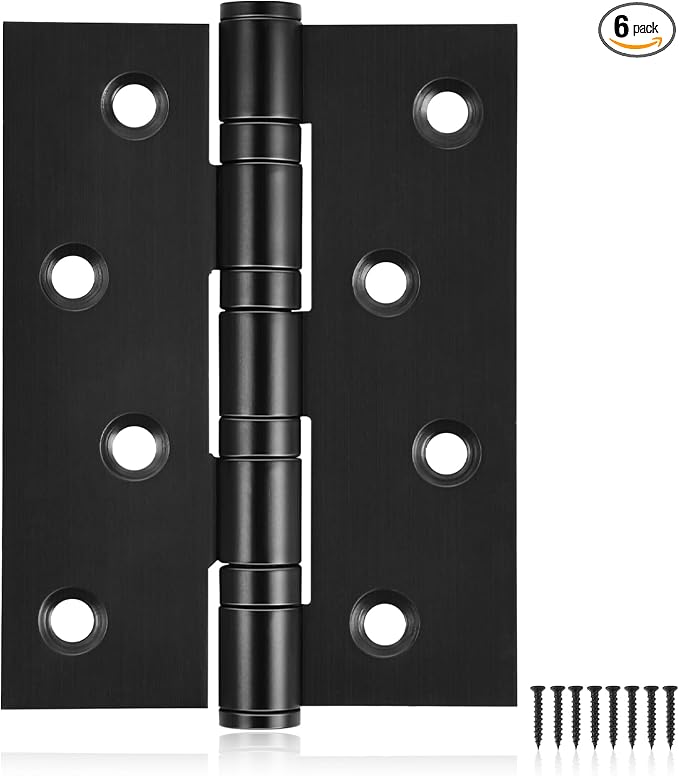 6-Pack Black Door Hinges, 4 Inch Heavy Duty Stainless Steel Hinge by MOZCORNHARDWARE