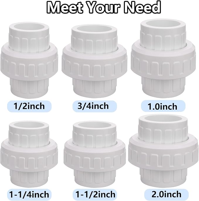 1/2" PVC Union Coupling Pipe Fitting PVC Adapter Schedule 40, EPDM O-Ring - Image 7