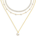 OGD Gold Pearl Necklaces Set for Women 14K Gold Plated Dainty Layered Pearl Cute Daisy Pearl Choker Gold Necklace Gifts for Women Gold Trendy Jewelry Gifts