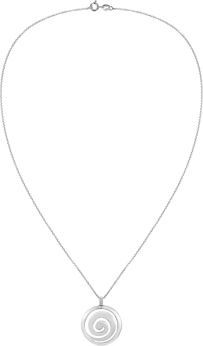 AeraVida Modern Geometric Round Swirl Maze Pendant Necklace – .925 Sterling Silver Abstract Cut-Out Design on 18-Inch Cable Chain with Round Spring Ring Clasp, Polished Finish