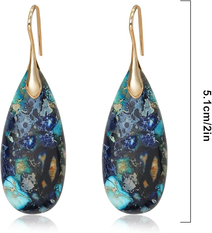 Natural Stone Earrings Waterdrop Stone Dangle Earrings for Women