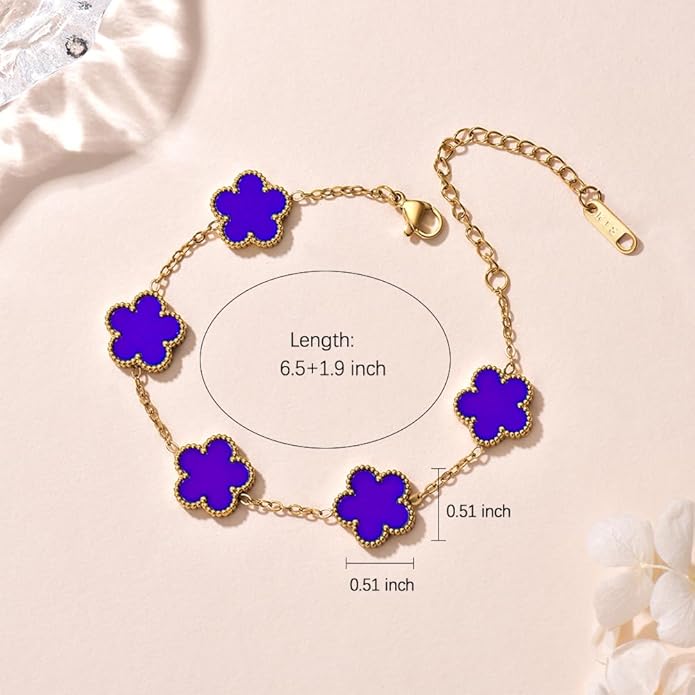 18K Gold-Plated Four Leaf Clover Bracelet for Women,Adjustable lucky Bracelet Set Jewelry Gift-Hypoallergenic Charm for Birthdays, Wellness & Daily Wear