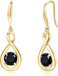 FANCIME Valentines Day Gift Dangle Drop Earrings 925 Sterling Silver Dainty Infinity Round Gemstone Birthstone Jewelry Birthday Gifts for Her Women