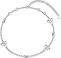 WINNICACA 925 Sterling Silver Anklets for Women Adjustable Beaded Butterfly Opal Anklet Bracelet Foot Chains Jewelry Gifts for Women Beach Birthday Christmas Gift