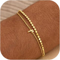 Initial Bracelets for Women, Dainty 14K Gold Plated Layered Letter Bracelet, Trendy Charm Stackable Jewelry Valentines Day Gift for Her