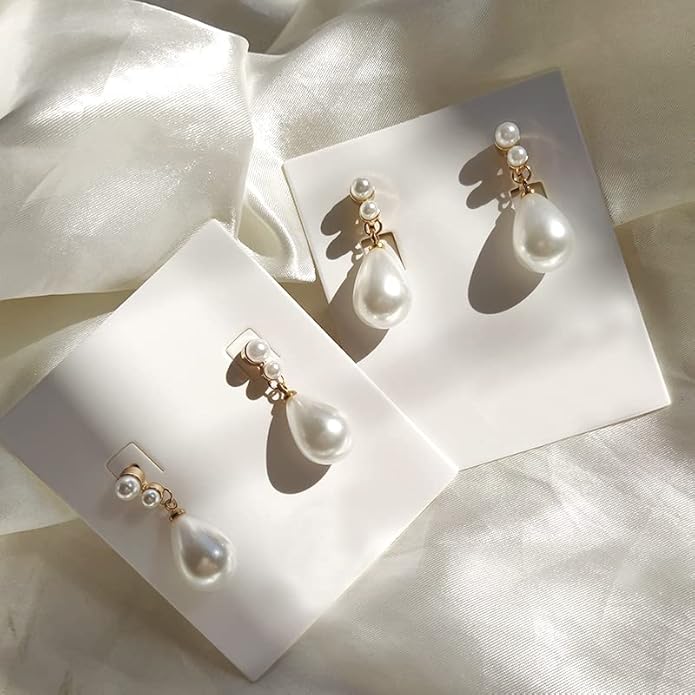 Pearl Clip on Earrings for Women Drop Clip Earrings for Women Gold Plated White Imitation Pearl Earrings Fashion
