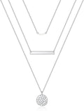 Turandoss Dainty Layered Choker Necklace, Handmade Y Pendant Necklace Multilayer Bar Disc Necklace Adjustable Layering Choker Necklaces for Women