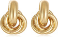 14K Gold Plated Knot Earrings for Women Gold Silver Earrings Heart Link Drop Dangle Earring Chunky Golden Knotted Statement Jewelry