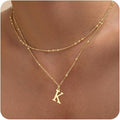 Initial Necklaces for Women, Dainty 14K Gold Plated Layered A-Z Letter Pendant Necklace Trendy Cute Choker Name Charm Necklace Stack Personalized Jewelry Gift for Her Birthday Christmas Gift