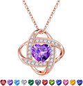 Iefil Valentines Gifts for Her Wife - 925 Sterling Silver Love Knot Birthstone Necklace, Anniversary Birthday Gifts for Women, Jewelry Gifts for Wife Mom Girlfriend