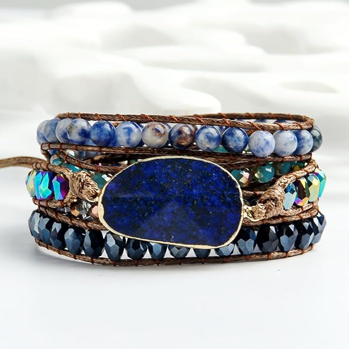 ZOSOJONA Women Wrap Bracelets Boho Natural Stone Jasper Turquoises Strand Bracelet Jewelry Collection
