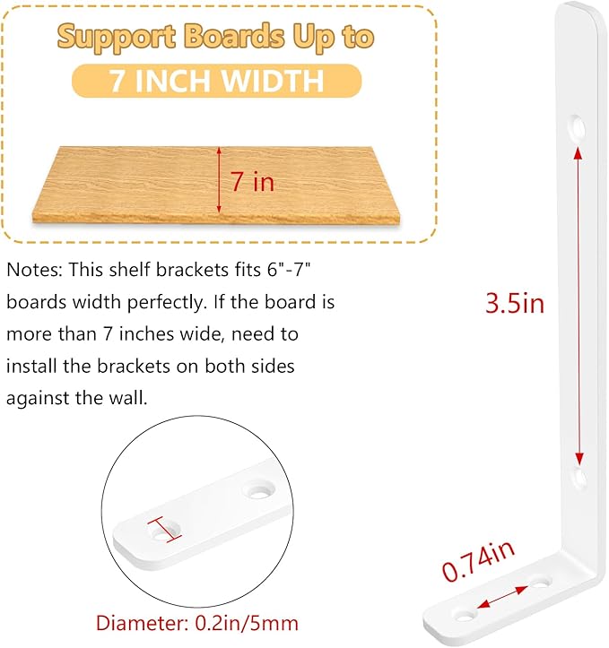 LSK 6PCS L Bracket, L 6"×H 2" Shelf Support Bracket, Max Load :42lb, Living Room - Image 4