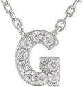 JTV Sterling Silver Initial Necklace for Women, 0.13 CTW White Cubic Zirconia Letter Pendant, Rhodium-Plated, Personalized Monogram Jewelry, Gift Box Included, 18”