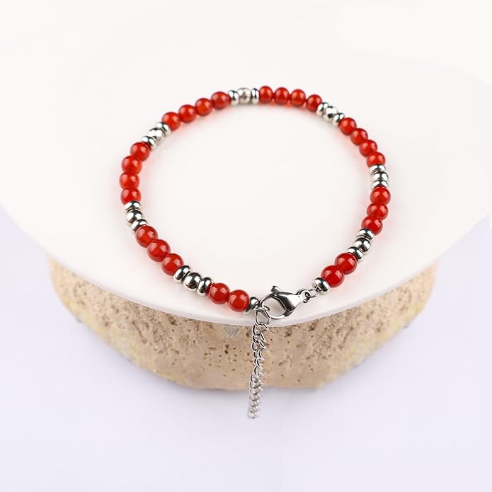 Natural Gem Stone Beaded Bracelets for Women Adjustable Stainless Steel Agate Lapis Tiger Eye Aventurine Rose Quartz