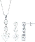 Certified Cubic Zirconia Necklace and Earrings Set in Silver, AAAAA Quality, CZ Diamond Bridal Jewelry Set - Valentines Day Gift