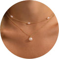 Pearl Necklaces for Women-14k Gold Plated Layered-Single Pearl Necklace Simple Pearl Choker Necklaces for Women Trendy Cute Gold Necklace Jewelry for Women Gifts