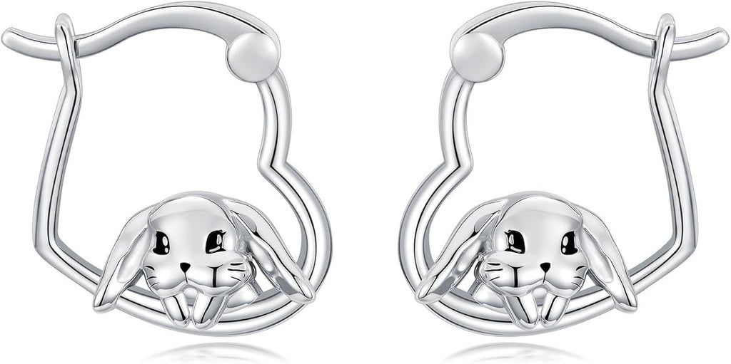 Hypoallergenic Earrings Rabbit Tiger Teddy Koala Puppy Panther Peacock Earrings Sterling Silver Animal Hug Hoop Earrings Jewelry Mothers Day Graduation Birthday Gifts for Women
