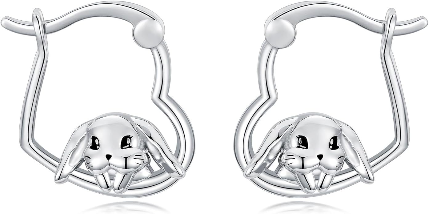 Hypoallergenic Earrings Rabbit Tiger Teddy Koala Puppy Panther Peacock Earrings Sterling Silver Animal Hug Hoop Earrings Jewelry Mothers Day Graduation Birthday Gifts for Women