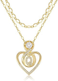 Heart Letter Necklaces for Women 14K Gold Plated Cubic Zirconia Heart Initial Layered Necklace Infinity Pendant Necklace Letter Initial Jewelry for Women
