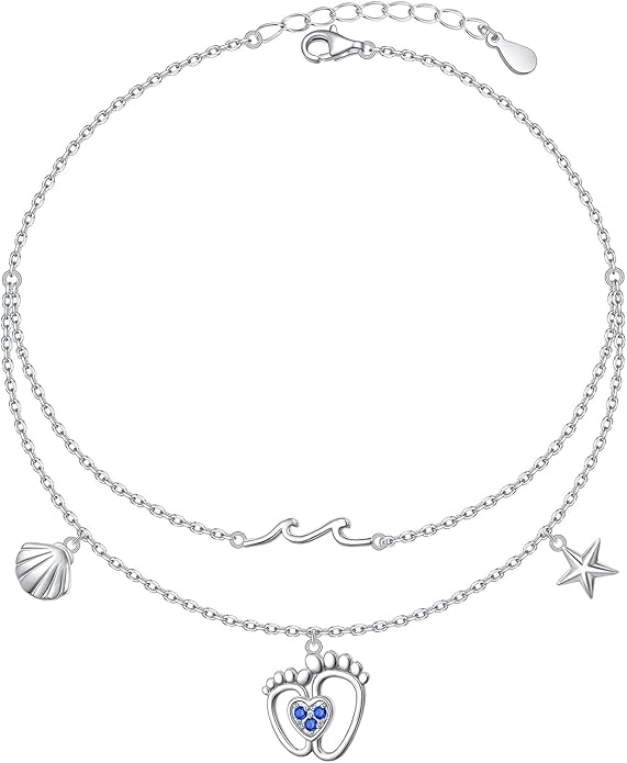 S925 Sterling Silver Anklets Adjustable Beach Foot Ankle Bracelet Jewelry Gifts For Women Girls