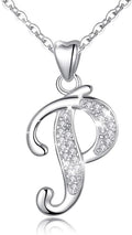 AEONSLOVE 925 Sterling Silver Initial Necklaces for Women, 26 Letters Pendants Necklace Gift for Mother, Daughter, Wife, 18 Inch Chain