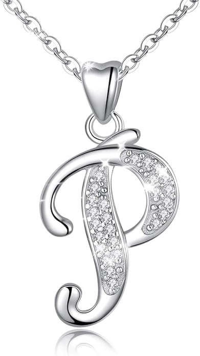AEONSLOVE 925 Sterling Silver Initial Necklaces for Women, 26 Letters Pendants Necklace Gift for Mother, Daughter, Wife, 18 Inch Chain