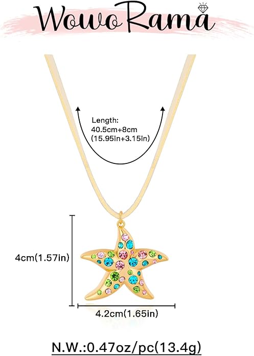WOWORAMA Gold Necklace for Women Boho Spiral Conch Shell Necklace Starfish Necklace Vintage Ocean Sea Shell Choker Pendant Necklace Adjustable Summer Beach Jewelry