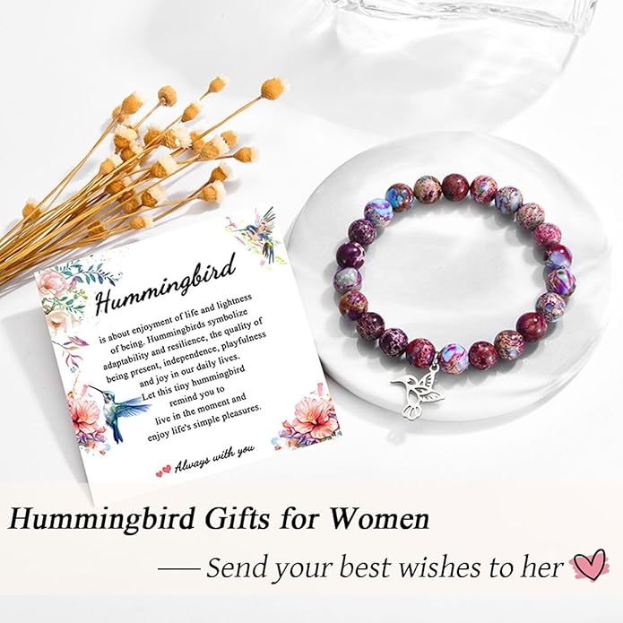 Leyung Hummingbird Gifts for Women, Inspirational Hummingbird Bracelet Jewelry Gifts, Christmas Birthday Retirement Gifts for Her Women Friends Sisters Mom