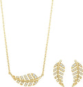 COBI Jewelry Set for Women, 18K Gold & Rhodium Plated CZ Necklace & Earrings, Clover Halo Infinity Solitaire Feather Designs, Dainty Crystal Pendant Sets, Trendy Fashion Gifts for Her