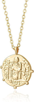 Aobei Pearl 18K Gold Plated Moon Star Lion Evil Eye Love Heart Cross Pendant Necklace Medallion Paperclip Chian Choker Layering Jewery for Women