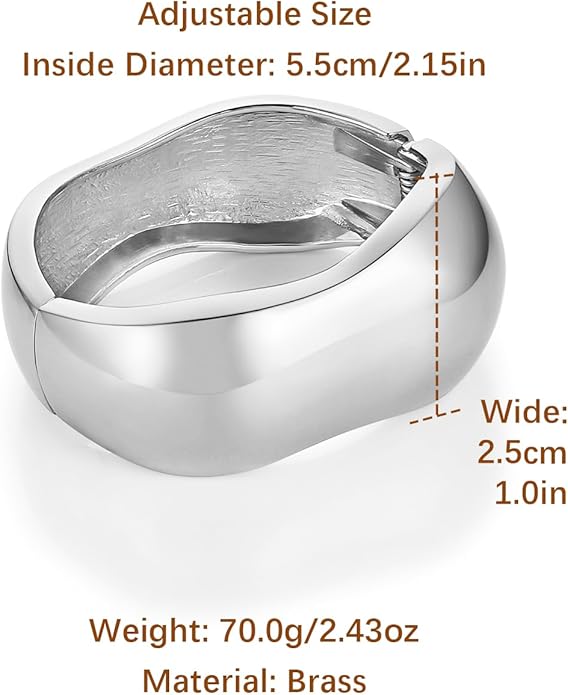 HZMAN Chunky Gold Cuff Bracelets for Women Thick Wide Bangle Bracelet Hammered Open Hinge Wrist Cuff Bracelet Jewelry Gift