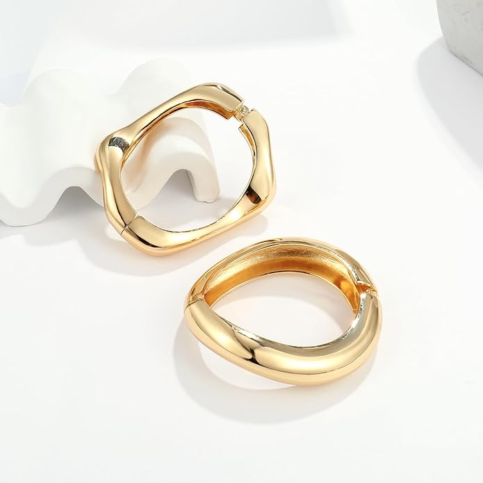 Elegance 11 designs Gold Bangles For Women Chunky Trendy Hinged Cuff Open Bracelet Wide Minimalist Bracelets Jewelry Gift
