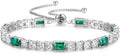 FANCIME Birthstone Bracelet for Women, Sterling Silver 4x6mm Gemstone Tennis Bracelet Bolo Adjustable Chain Fine Jewelry Birthday Gifts for Women Mom Wife Her