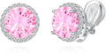 YOQUCOL 10MM Cubic Zirconia Crystal Clip On Stud Earrings Round Non Pierced Earrings for Women