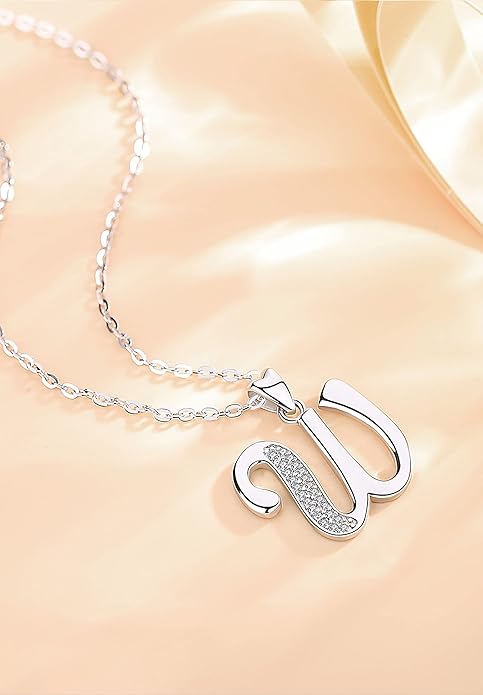 AEONSLOVE 925 Sterling Silver Initial Necklaces for Women, 26 Letters Pendants Necklace Gift for Mother, Daughter, Wife, 18 Inch Chain