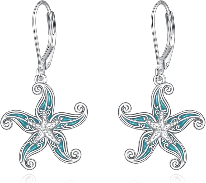 Beach Starfish Earrings for Women Sterling Silver Starfish Jewelry Gifts