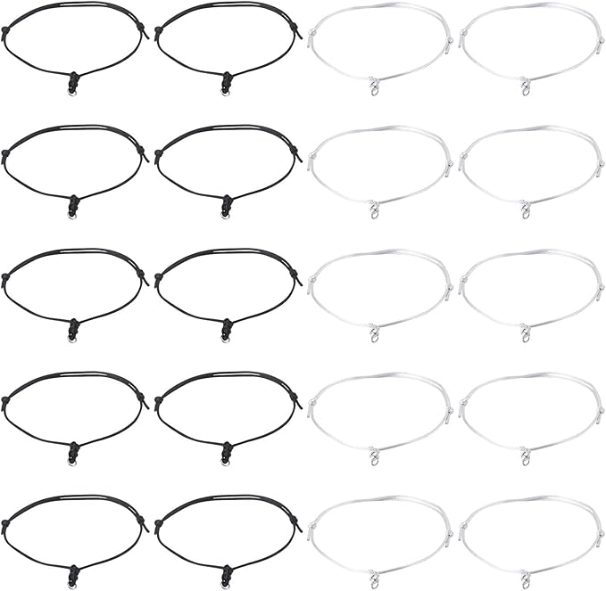 20Pcs Adjustable Braided Cord Black and White Waxed Thread Half Finished Bracelet with Jump Rings Knotting Bracelet Ropes for Wrist DIY Women Jewelry Friendship Bangle Decor 8.5-16cm Long