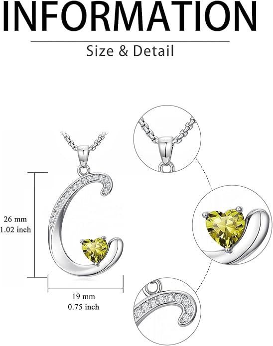 Valentines Day Gifts for Women Alphabet A to Z Initial Birthstone Pendant Necklaces for Women - 18k White Gold Plated Personalized Name Jewelry Valentine Mothers Day Birthday Gifts for Women Her Girlfriend