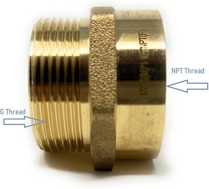 Cascada Lead-Free Brass Adapter, G Thread British BSPP Male to NPT Female |) - Image 3