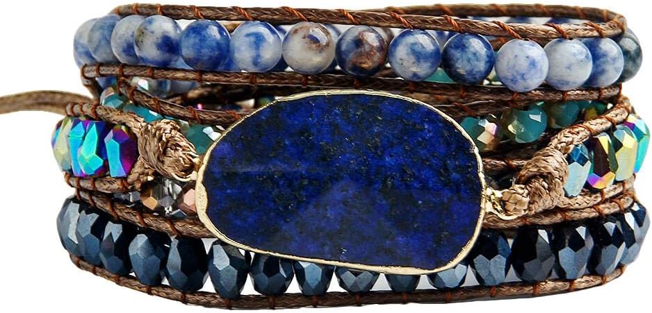 ZOSOJONA Women Wrap Bracelets Boho Natural Stone Jasper Turquoises Strand Bracelet Jewelry Collection