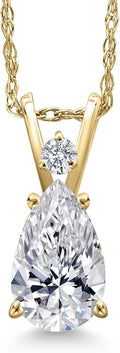 Gem Stone King 0.70 to 3 Carat 14K Gold IGI Certified Pear Shape Lab Grown Diamond Teardrop Pendant Necklace For Women | E-F Color | VS1-VS2 Clarity | With 18 Inch Gold Chain