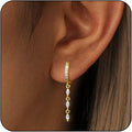 14K Gold Plated Dangle Earrings for Women Dainty Silver Drop Earring Trendy Small Long Dangling Wedding Bridesmaid Hoop Diamond Crystal Cute Earring Jewelry Valentine Gifts